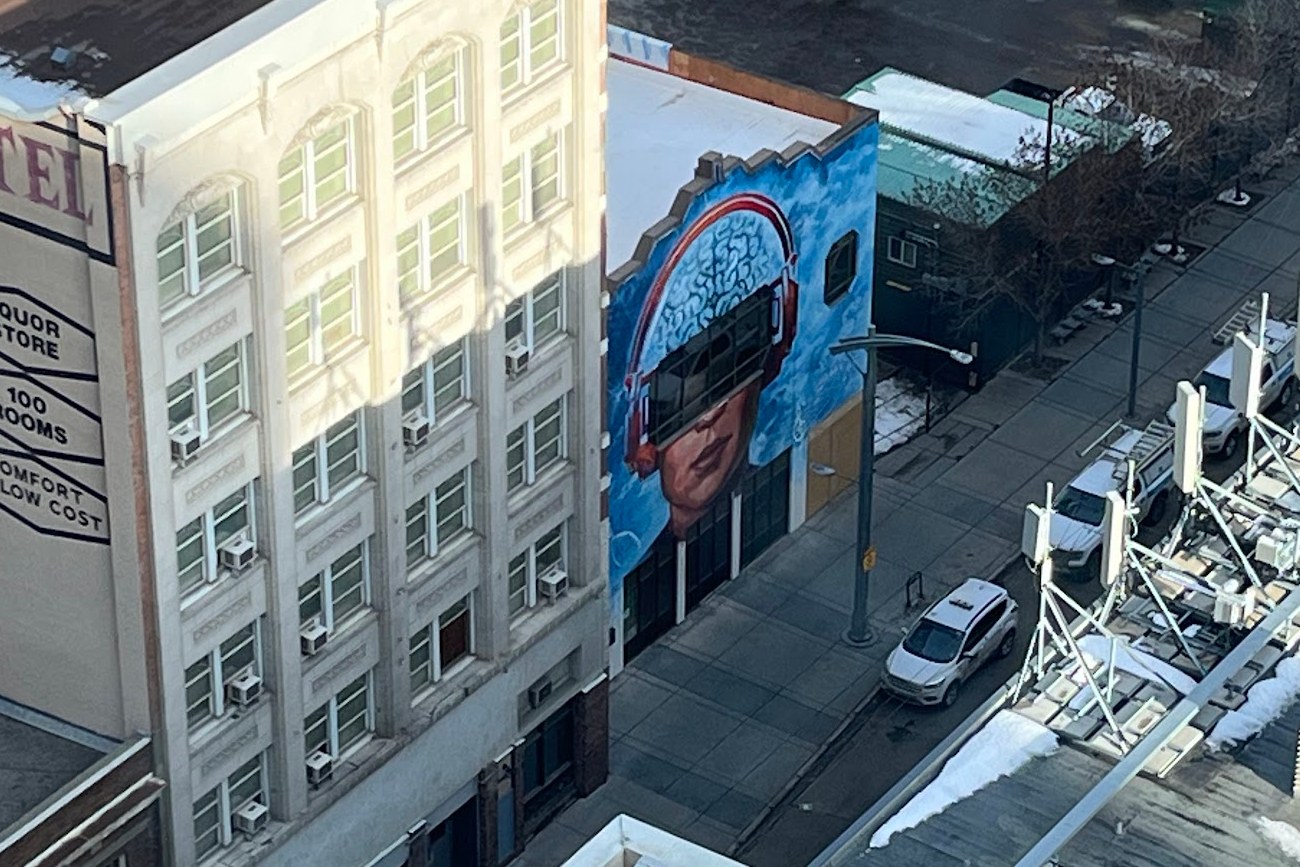 Looking down on the downtown Calgary block where the facility is